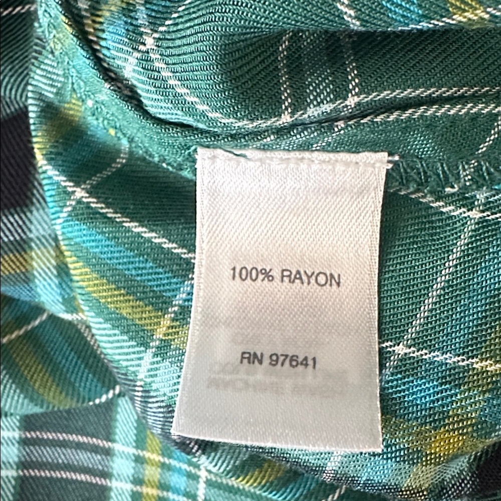 J. Jill Green Blue Plaid Tunic Top 3X NWT Boatneck 3/4 Sleeve Pocket Plus Sz - Picture 5 of 10